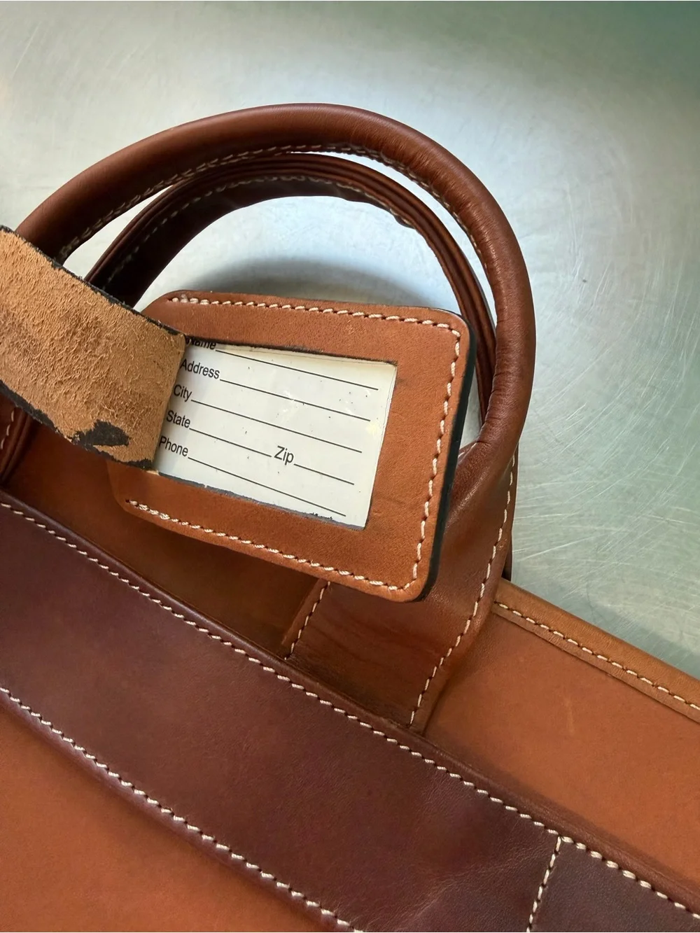 King Ranch Men's Leather Briefcase in Tan